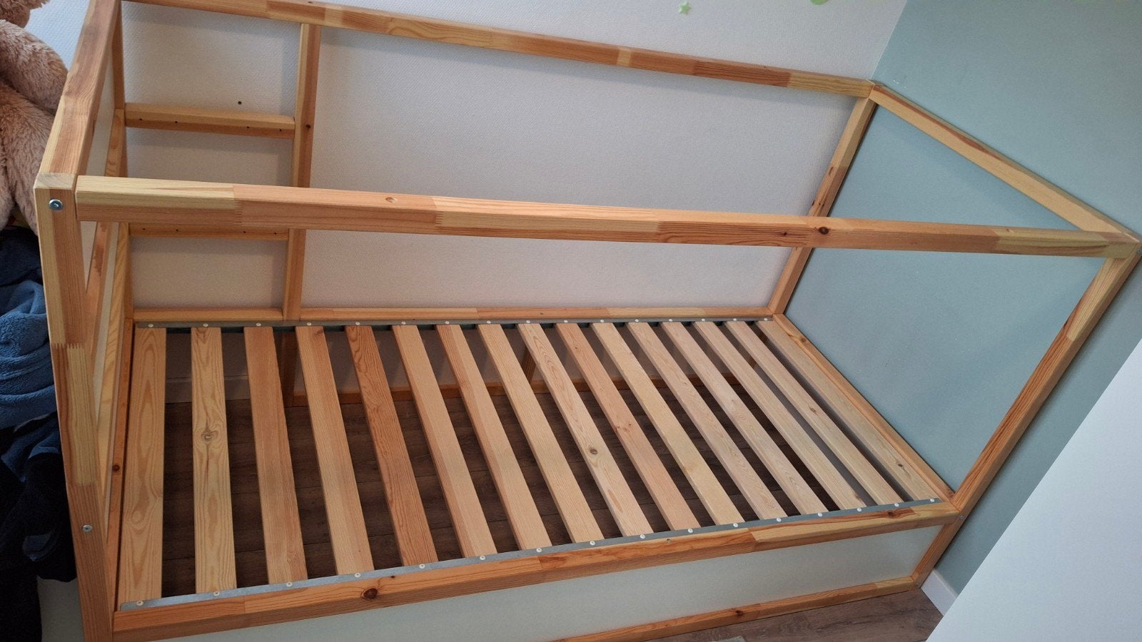 Ikea Kura omkeerbed wit/grenen 90x200, Ophalen, 90 cm, Eenpersoons, Wit