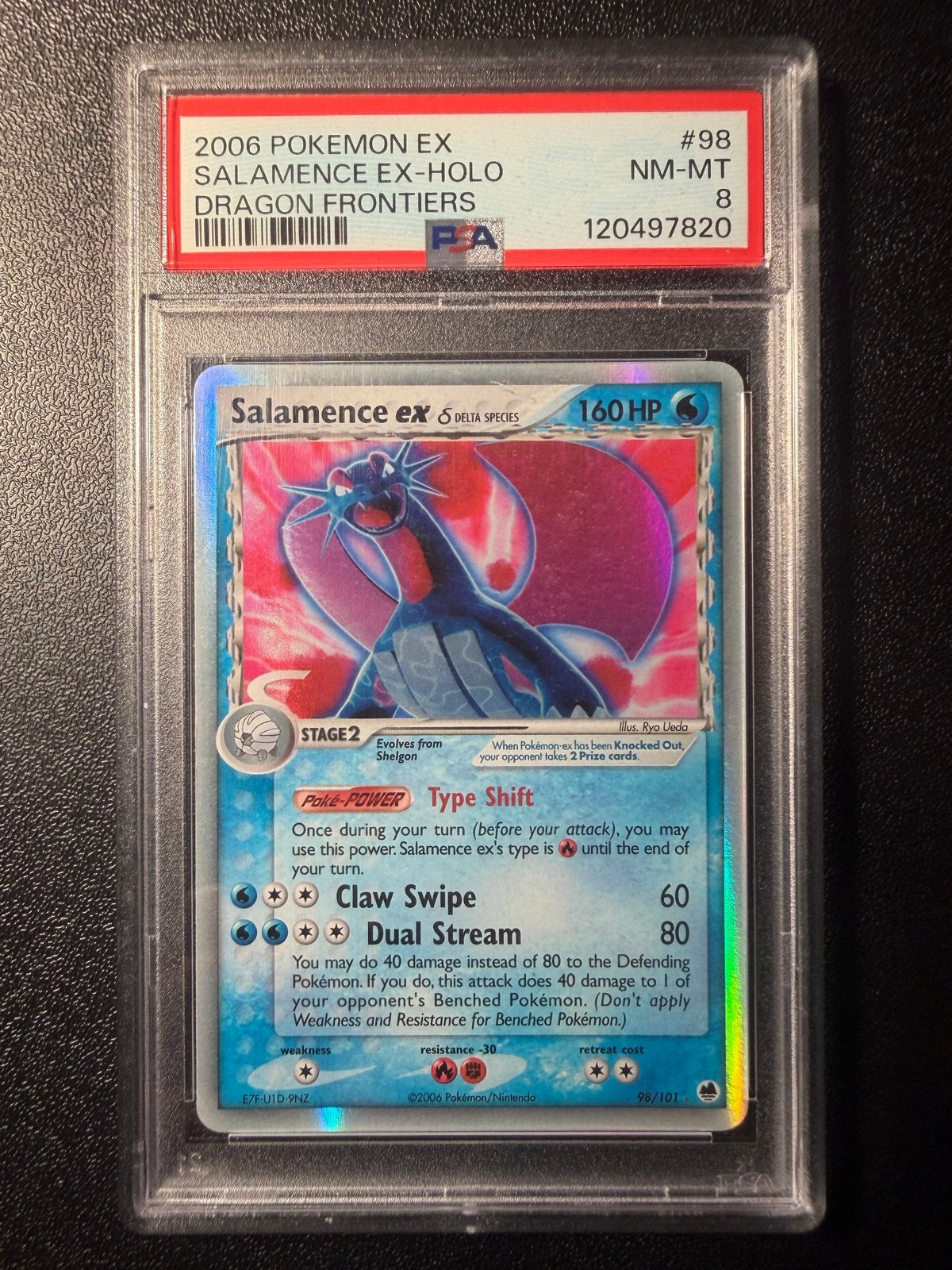 Salamence ex Dragon Frontiers PSA 8 Pokémon Kaart, Ophalen of Verzenden, Zo goed als nieuw, Losse kaart, Foil