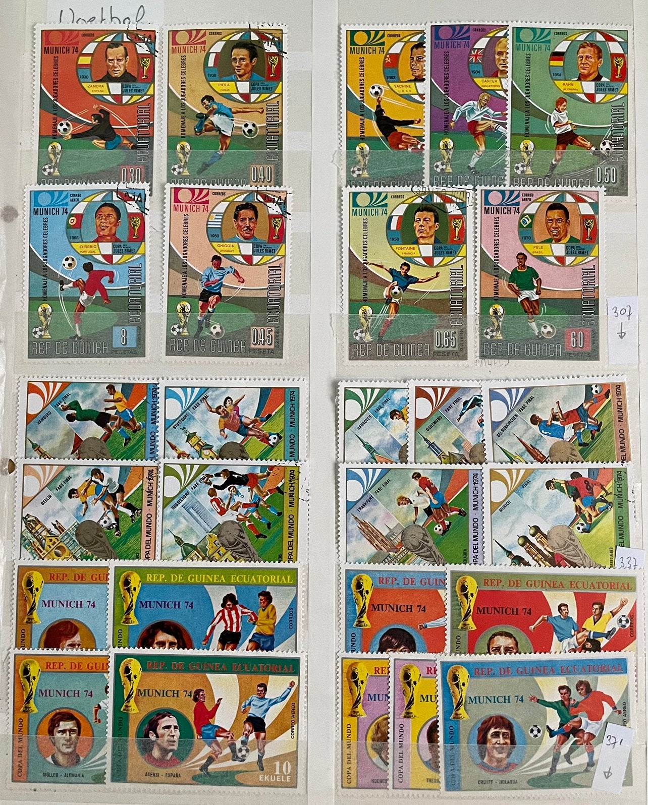 Kaveltje postzegels Equatoriaal-Guinea; voetbal, Ophalen of Verzenden, Gestempeld, Sport