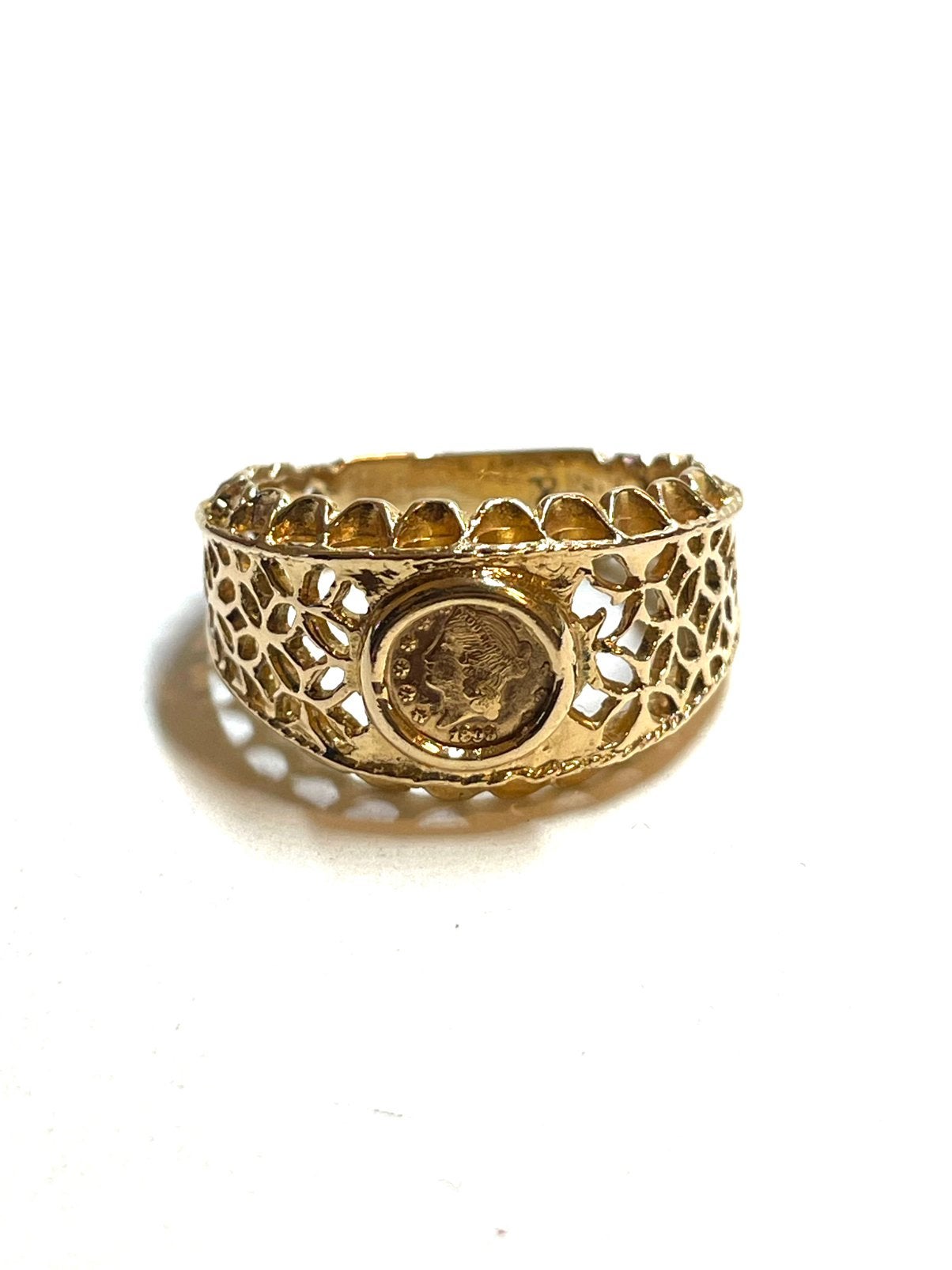 18k gouden muntring, -, -, Ophalen of Verzenden, Zo goed als nieuw