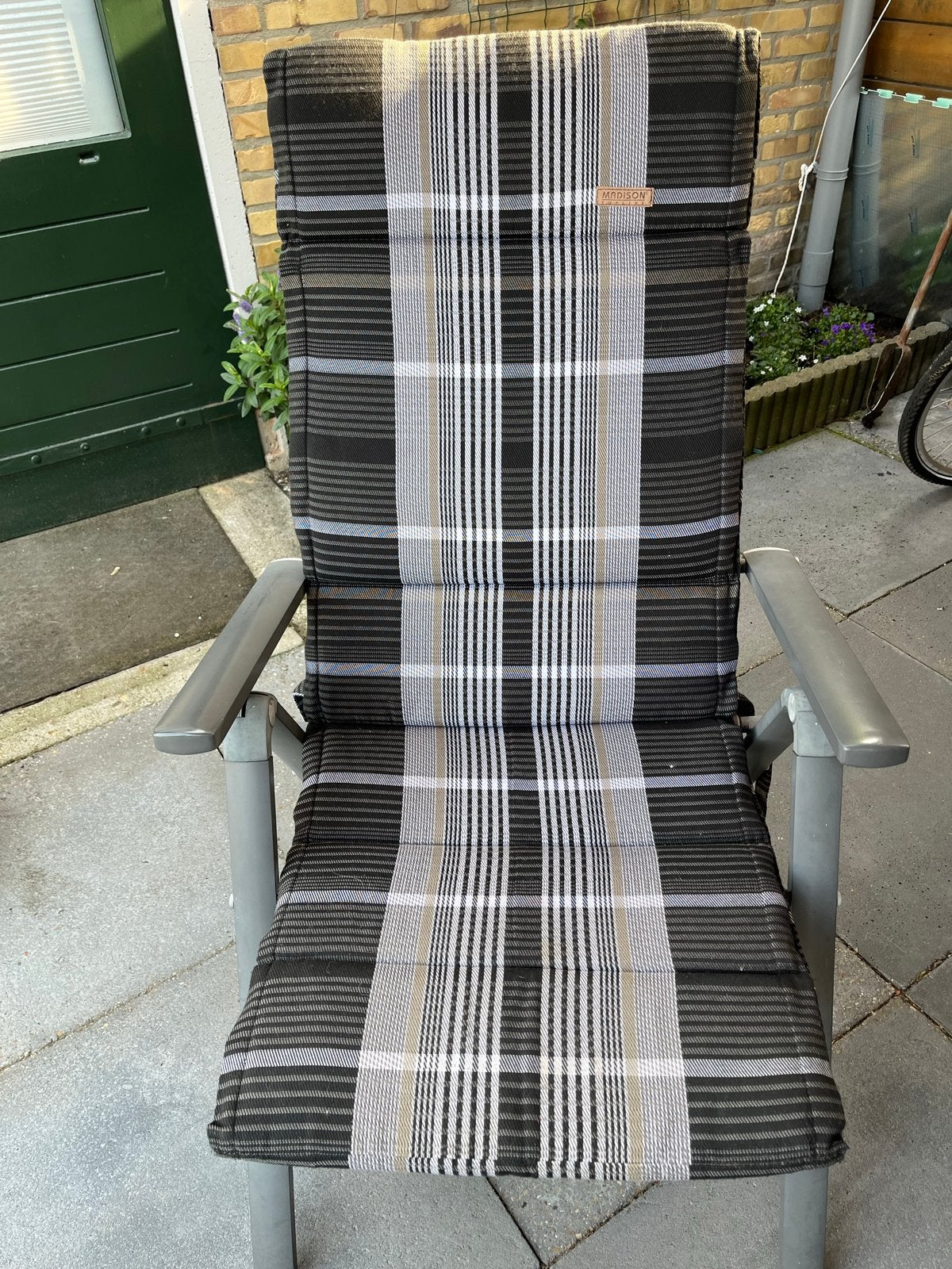 4x Madison Tuinstoelkussens - Geruit Zwart/Grijs, Tuin en Terras, Ophalen, Zo goed als nieuw