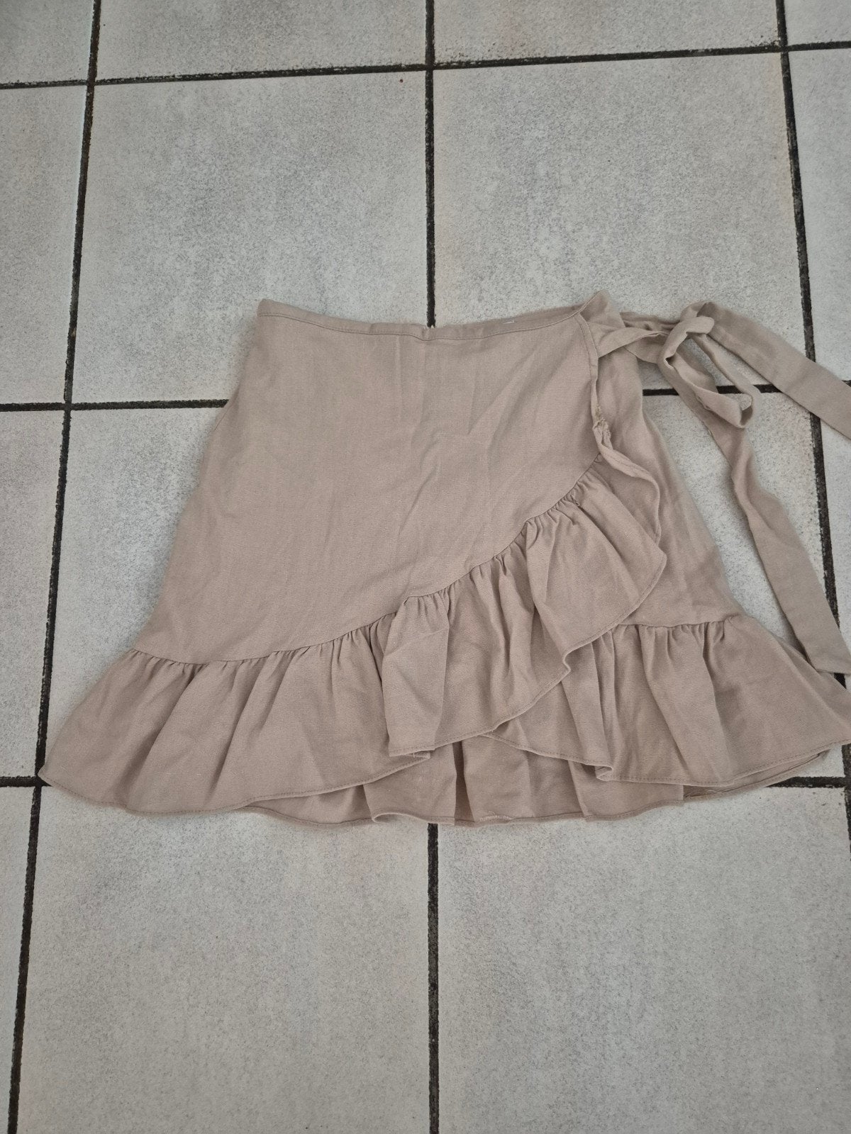 Korte rok met ruch, Loavies maat XS, Beige, Beige, Ophalen of Verzenden, Maat 34 (XS) of kleiner, Boven de knie