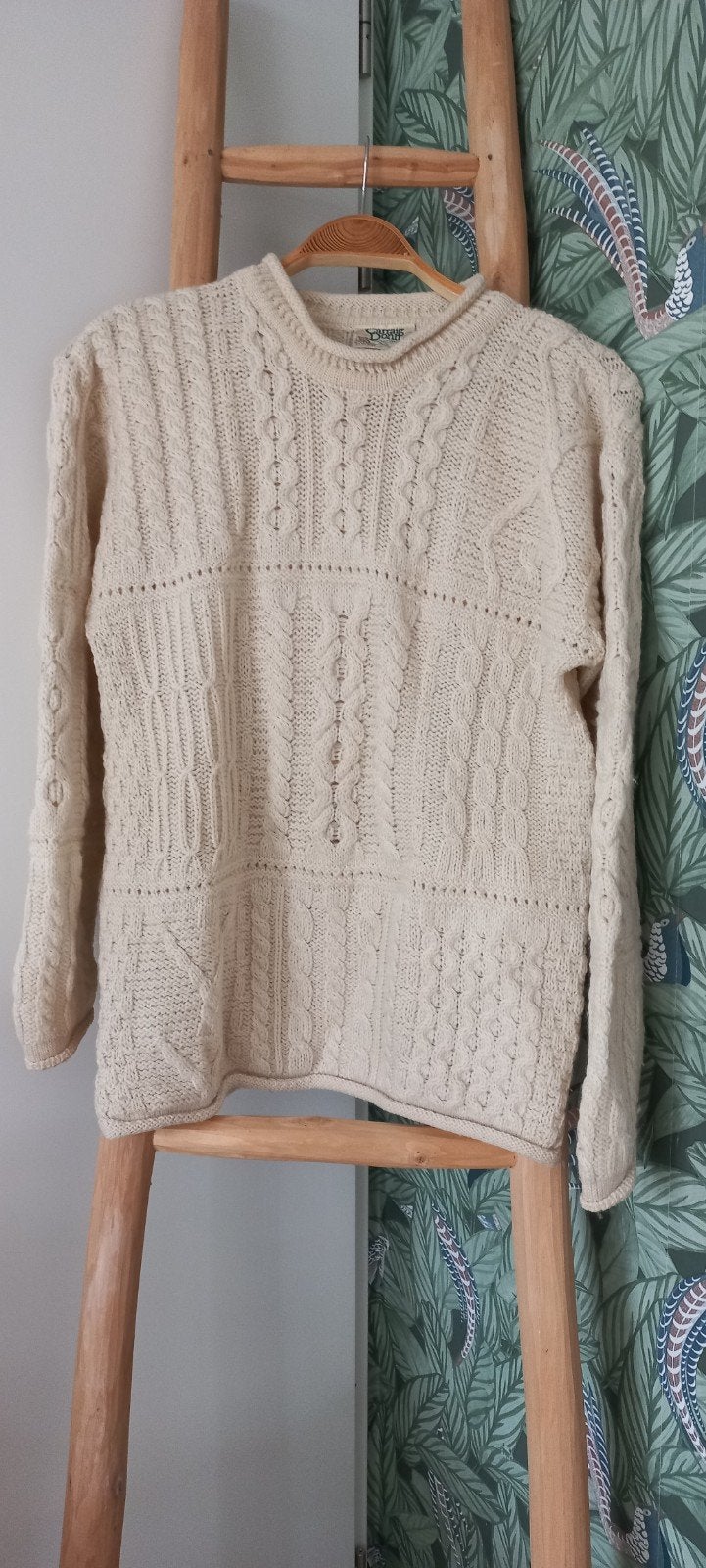 VINTAGE CARRAIG DONN ARAN ECRU TRUI M 100% WOL, Kleding | Dames, Maat 38/40 (M), Beige, Ophalen of Verzenden, Zo goed als nieuw