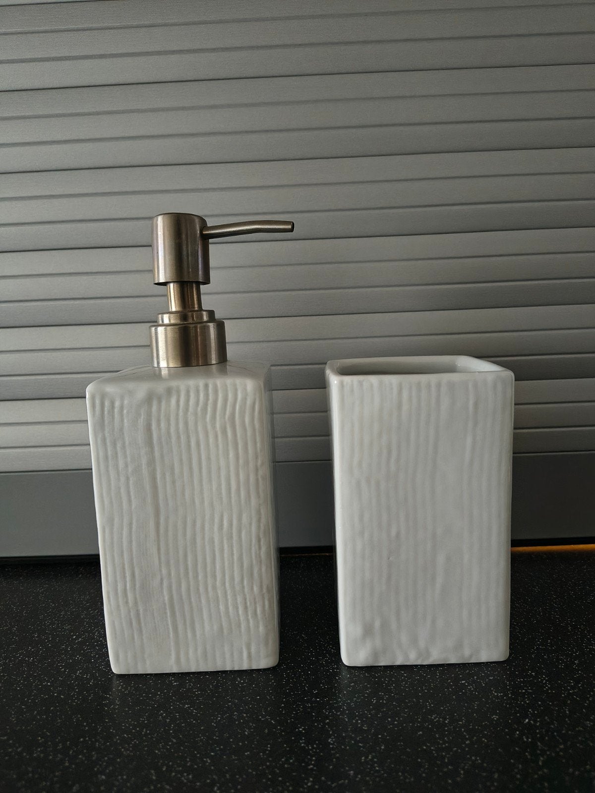 Badkamer set, Ophalen of Verzenden, Zo goed als nieuw, Wit, Zeepdispenser/zeepbakje