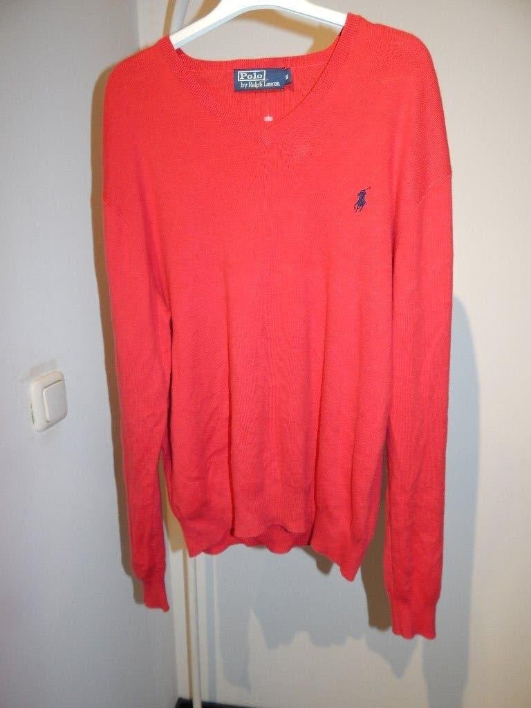 Ralph Lauren mooie gebreide trui vuur rood v hals M, Maat 48/50 (M), Ralph Lauren, Ophalen of Verzenden, Zo goed als nieuw