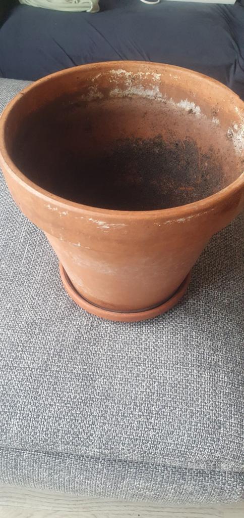 Terracotta plantenbak met schotel, Ophalen, Steen, Gebruikt, Minder dan 60 cm