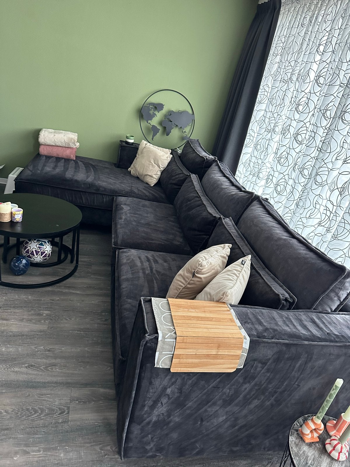 Grote Antracietgrijze Loungebank - 335 cm breed, Ophalen, Gebruikt, Hoekbank, 300 cm of meer