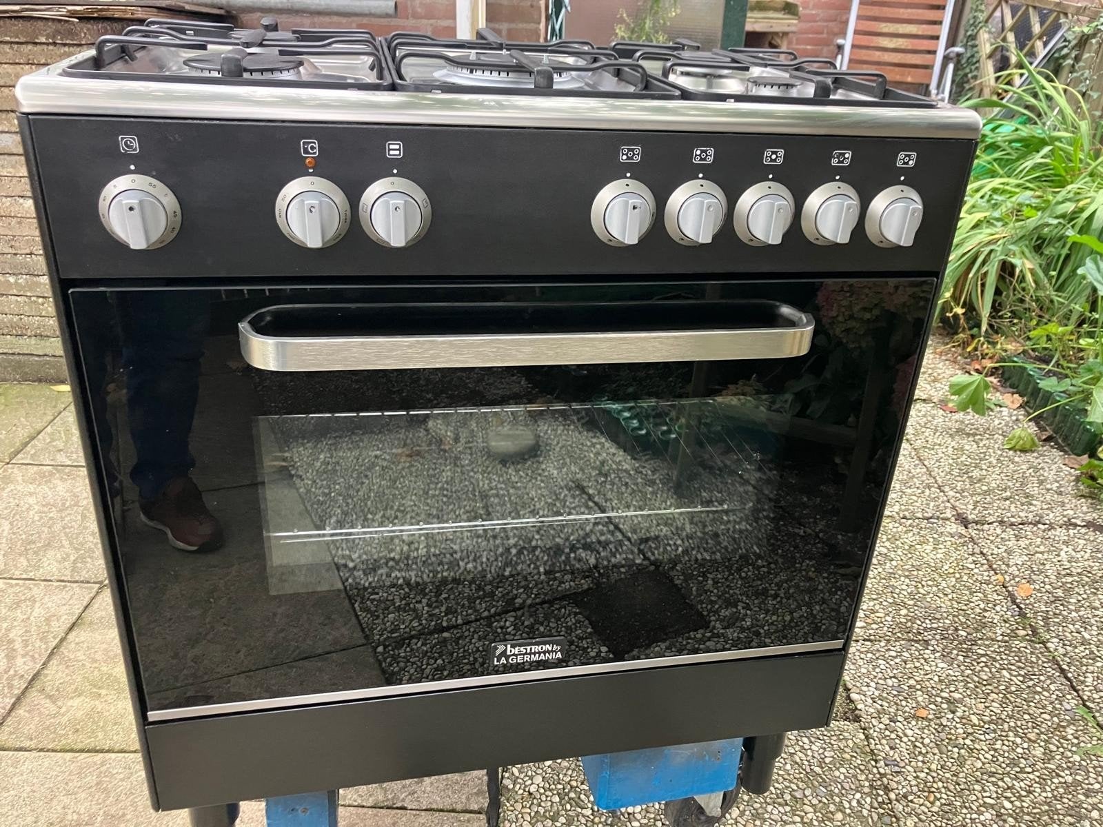 Bestron 80 cm gasfornuis - Zwart - Luxe, Ophalen, Gebruikt, 60 cm of meer, Gas