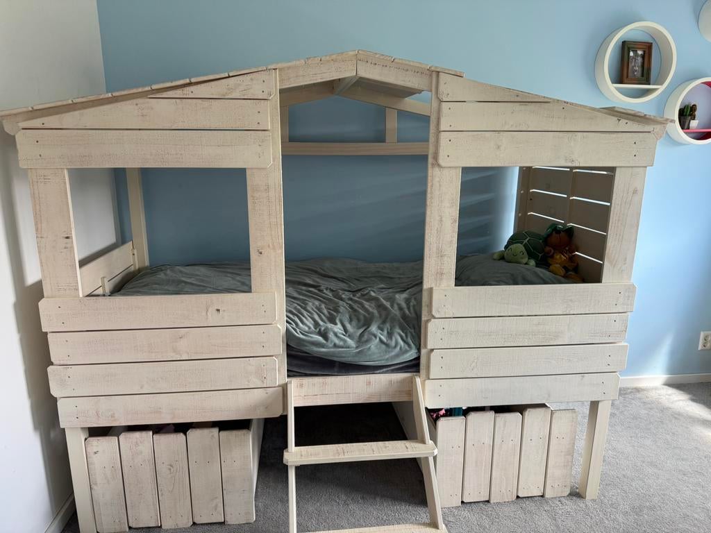 Kinder slaapkamer hout look, Ophalen of Verzenden, Zo goed als nieuw, Stapelbed