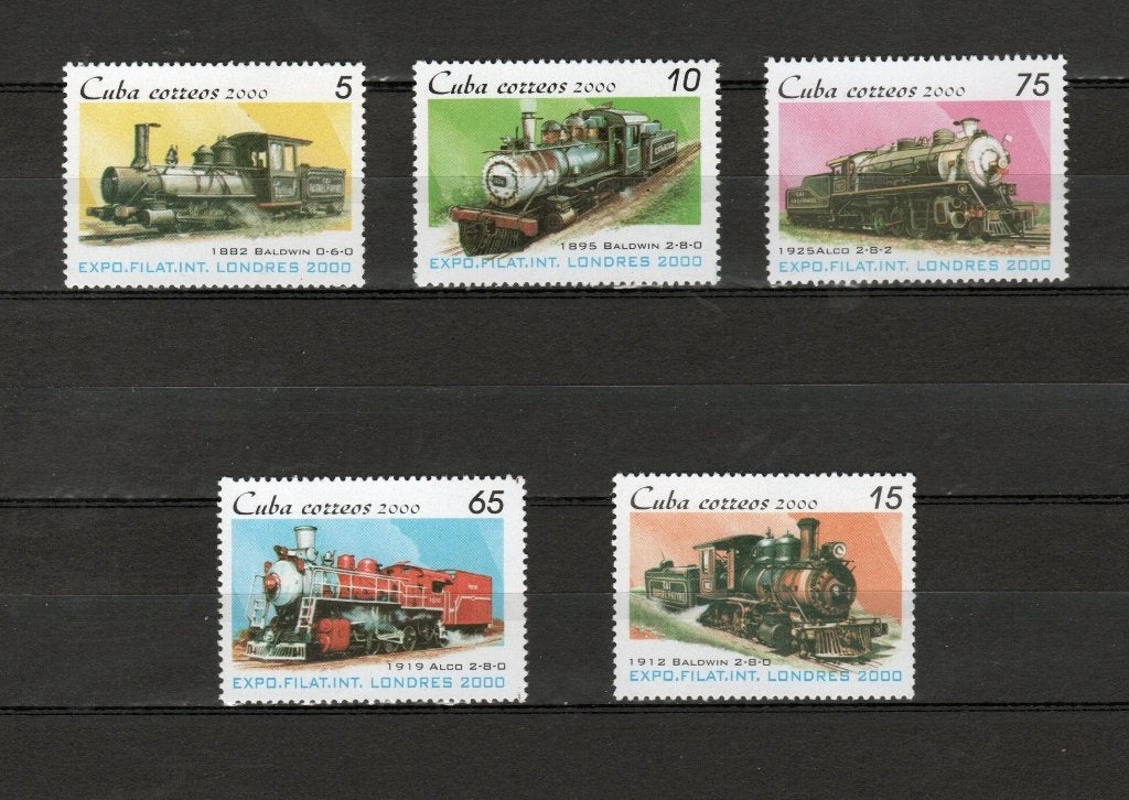 Treinpostzegel Cuba 2000 4270/4274, Ophalen of Verzenden, Postfris, Treinen