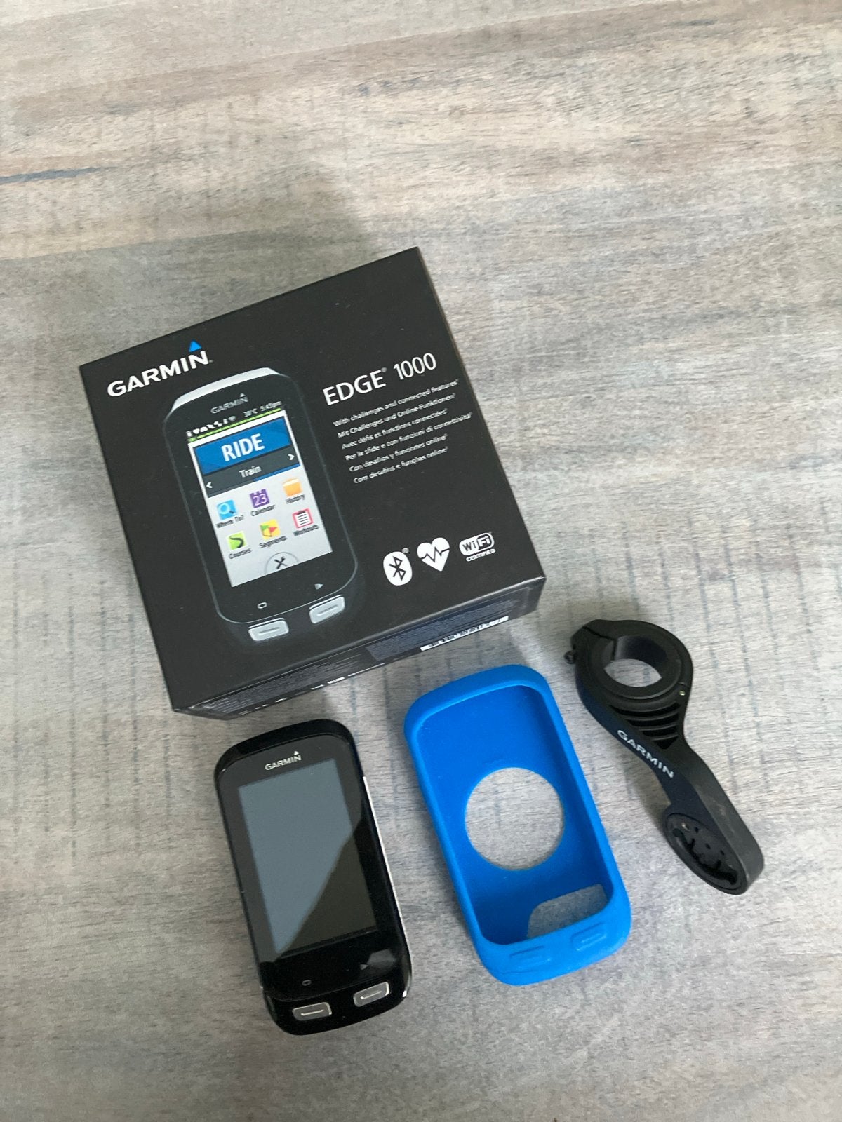 Garmin Edge 1000 fietscomputer met accessoires, Ophalen, GPS, Zo goed als nieuw
