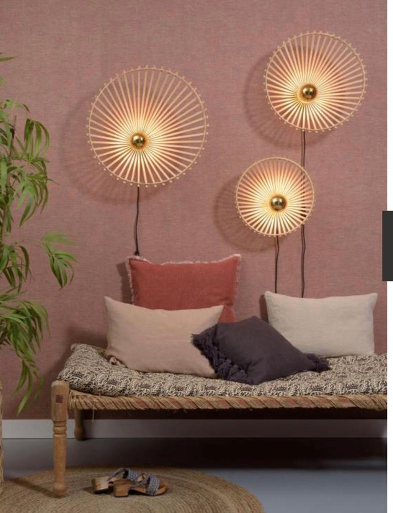 Set van 3 bamboe wandlampen Good & Mojo, Ophalen of Verzenden, Zo goed als nieuw, Overige materialen