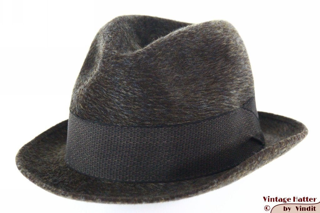 Vintage Gleufhoed Resolut bruingroen haarvilt 54 = XS, Resolut, Hoed, Ophalen of Verzenden, 57 cm (M, 7⅛ inch) of minder