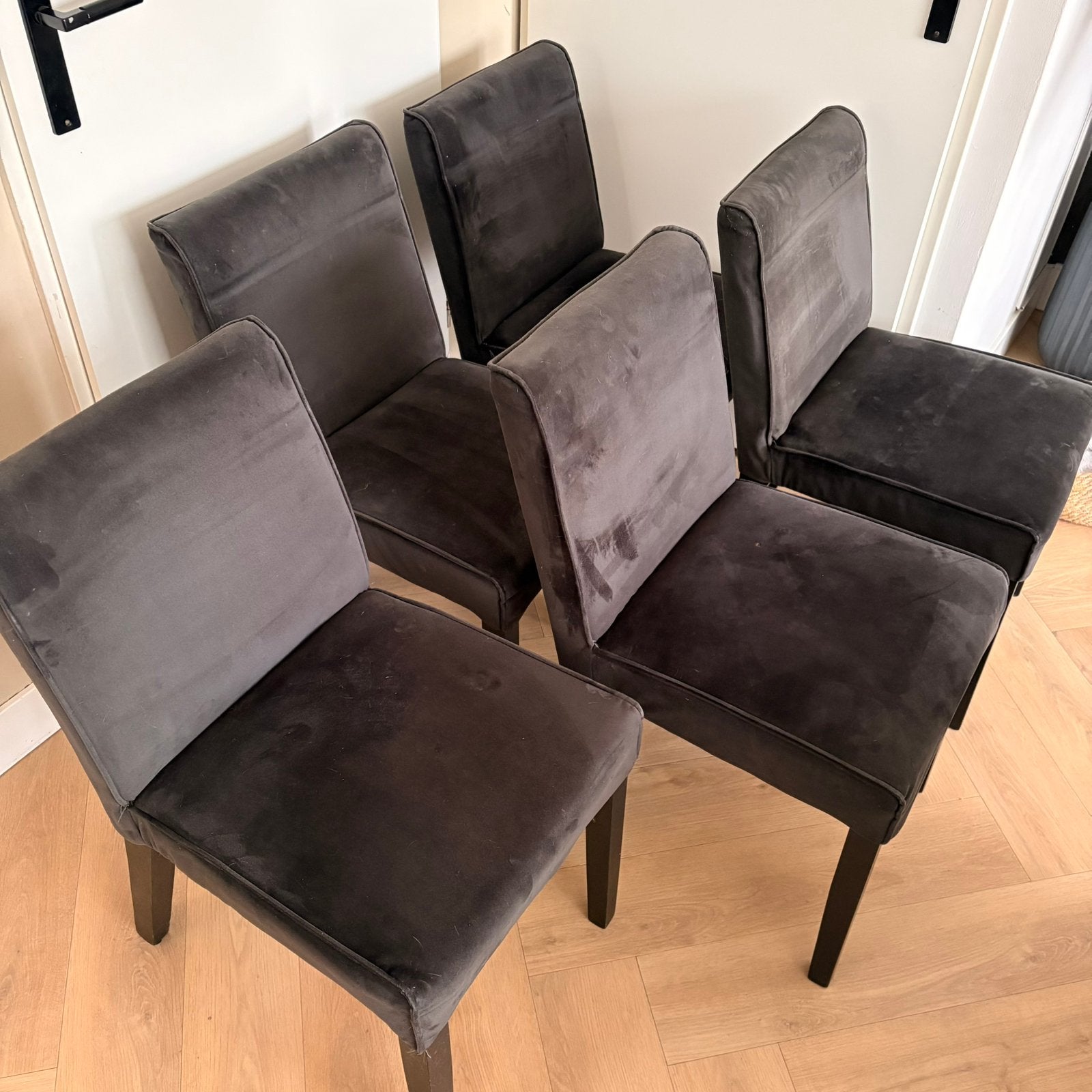 MOET WEG! 5x eetkamer stoel van Woood, Ophalen, Gebruikt, Vijf, Zes of meer stoelen, Stof