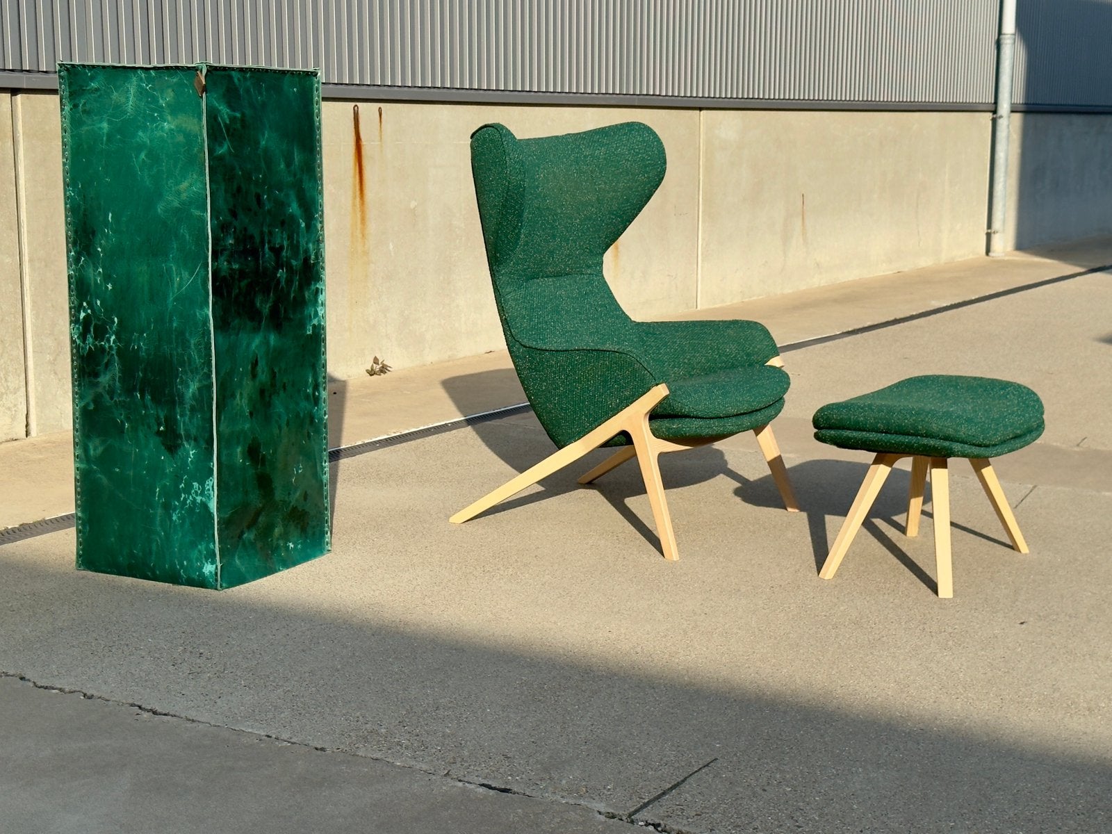RUIGHUID leren sokkel zuil 123cm Dutch Design groen, \, Ophalen of Verzenden, Zo goed als nieuw, \