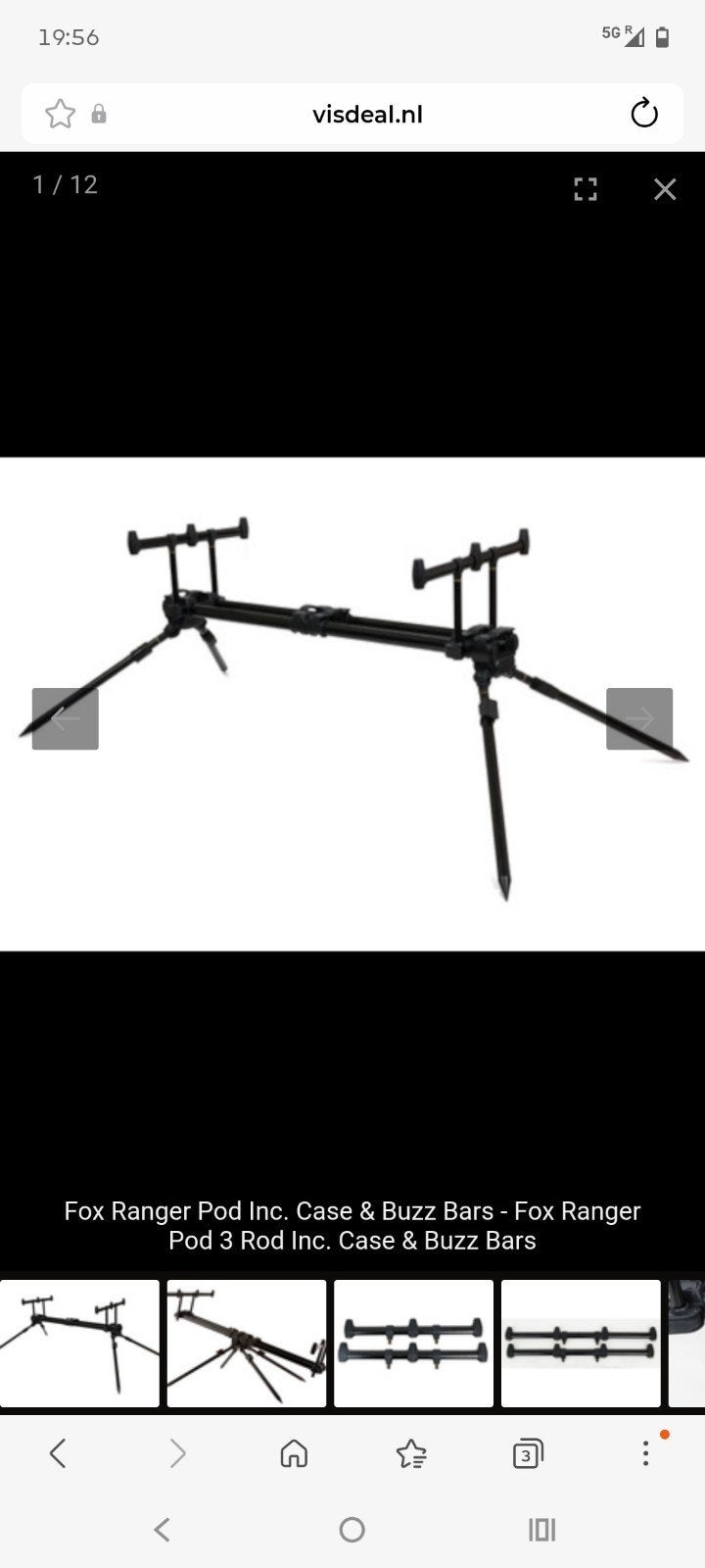 Fox Ranger Pod 3 Rod Inc. Case & Buzz Bars, Ophalen, Zo goed als nieuw, Overige typen
