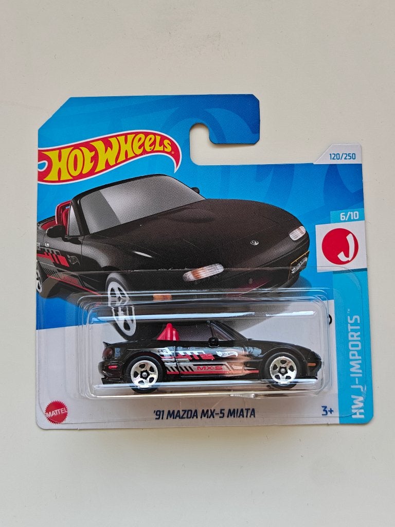 Hot Wheels '91 Mazda MX-5 Miata Zwart HW J-Imports, Ophalen of Verzenden, Nieuw, Auto