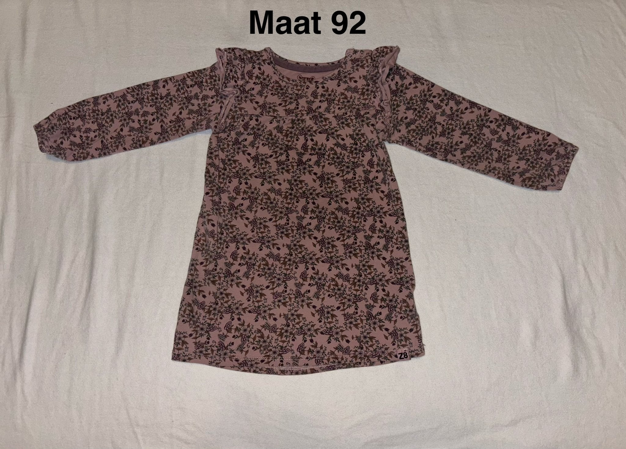 Z8 Gilia jurkje maat 92 oudroze met bloemenprint, Kinderen en Baby's, Ophalen of Verzenden, Zo goed als nieuw, Meisje, Jurk of Rok