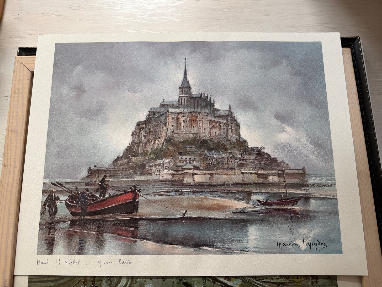 Set van 4 Maurice Legendre prints - Parijs & Mont Saint-Mich, Antiek en Kunst, Realistisch, Ophalen of Verzenden, Gesigneerd, Print