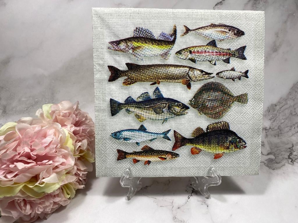 Knutsel servetten verschillende vissen decoupage nr 717, Hobby en Vrije tijd, Knutselen, Ophalen of Verzenden, Nieuw, Papier of Karton