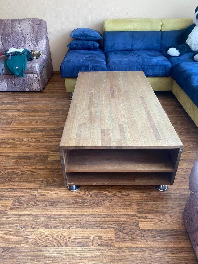 Houten salontafel 130x70cm met opbergruimte, Ophalen, Gebruikt, 100 tot 150 cm, Minder dan 50 cm