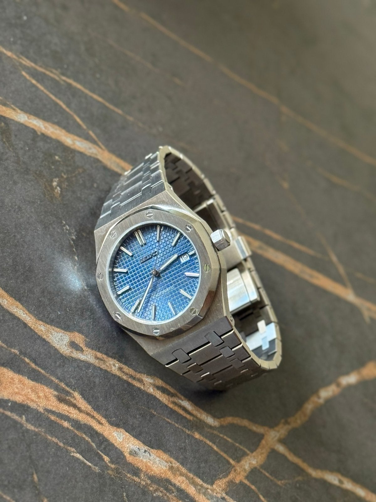 Seiko NH35 Horloge met Saffierglas, Seiko, Staal, Met bandje, Polshorloge