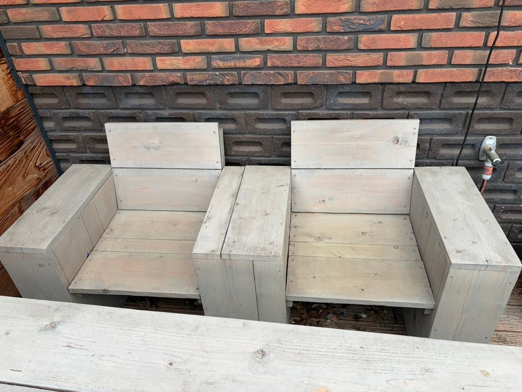 Gratis tuinset steigerhout, Tuin en Terras, Ophalen, 4 zitplaatsen, Gebruikt, Steigerhout