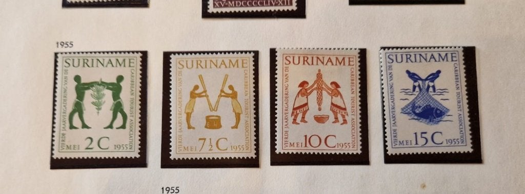 suriname ongebruikt plakker nrs 317 318 319 320, Ophalen of Verzenden, Postfris
