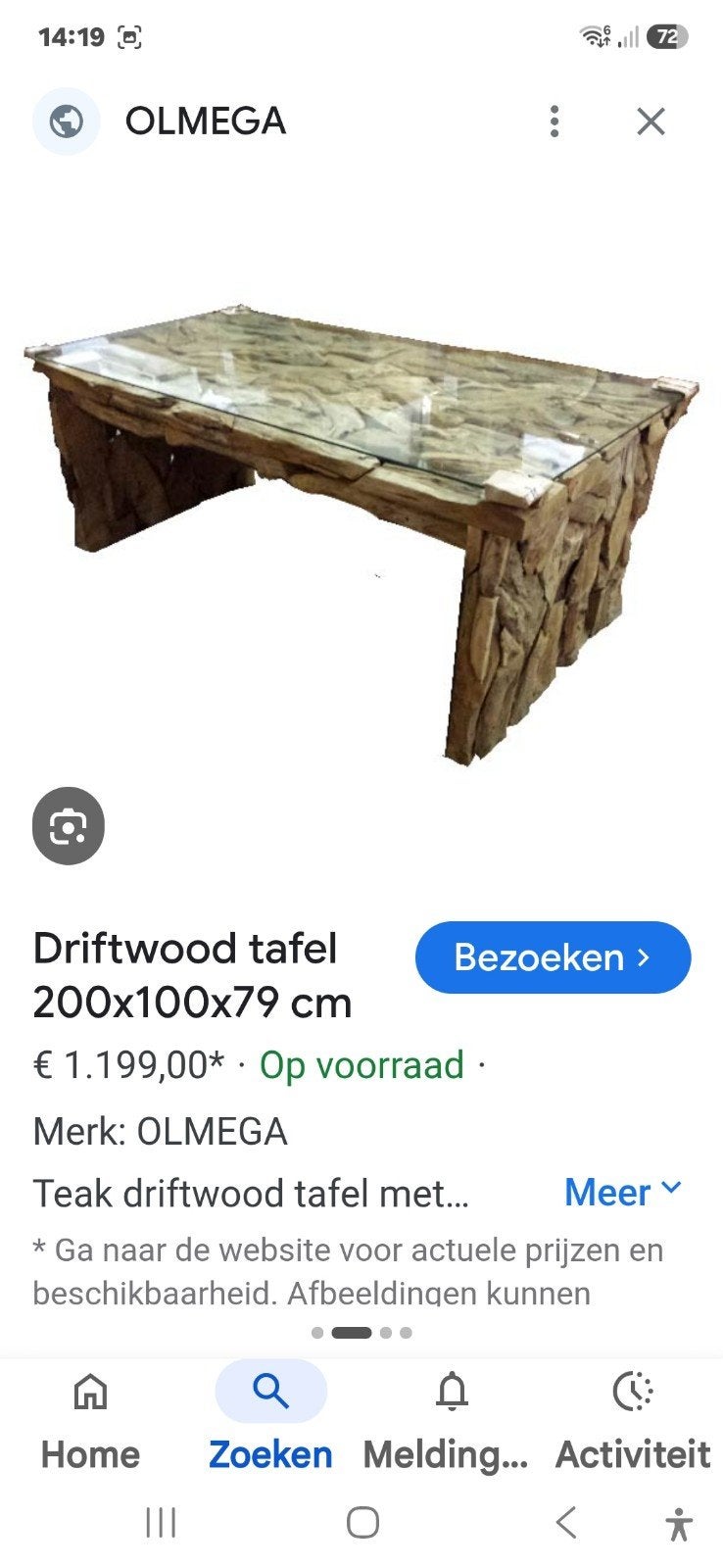 Driftwood eettafel, Rustiek, Industrieel, Natuurlijk, Gebruikt, 100 tot 150 cm, Glas