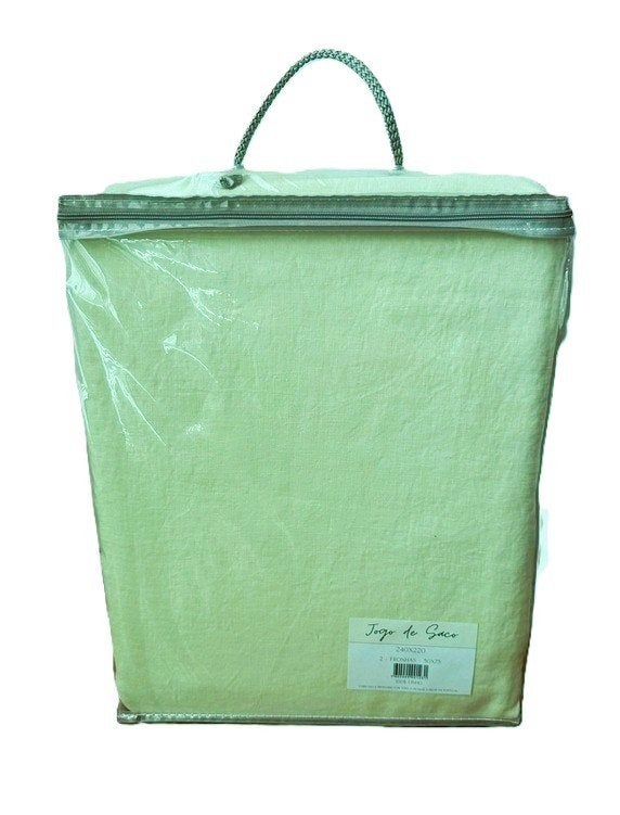100% linnen dekbedovertrek 240x220 met slopen Pastel Lime, Huis en Inrichting, Ademend, Ophalen of Verzenden, Groen, Linnen