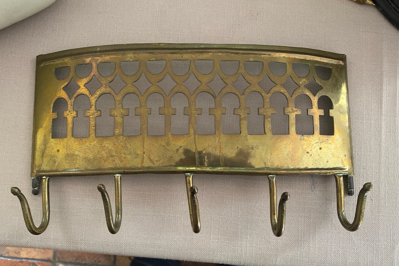 Antieke koperen haardrek met haken, Antiek en Kunst, Ophalen, Koper