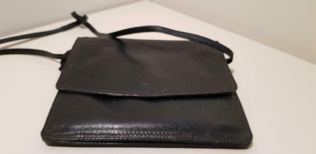 K64 LA MODA zwart lederen schoudertasje / festivaltasje, Gebruikt, -, Schoudertasje, Zwart