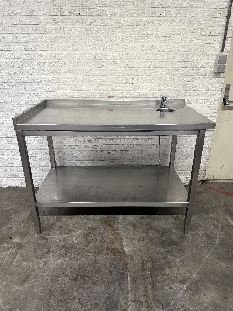 Werktafel RVS met kraan | 130x70x90 cm, Ophalen, Gebruikt, 120 tot 170 cm