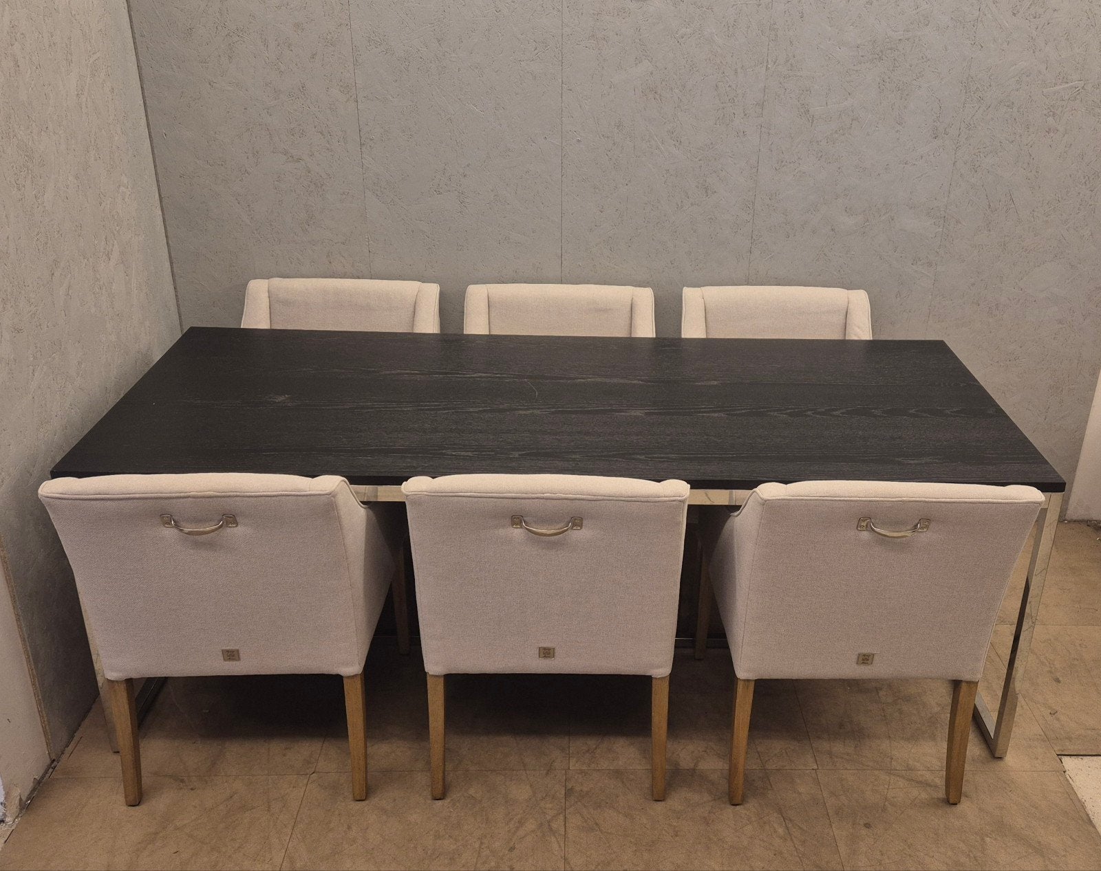 Rivièra Maison eettafel met 6 stoelen complete eetset, Ophalen, Modern landelijk, Zo goed als nieuw, 4 tot 6 stoelen