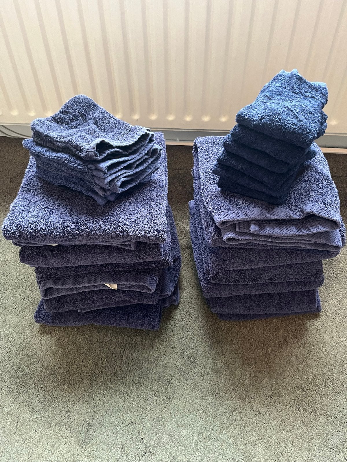 Grote set handdoeken, gastendoekjes en washandjes, Ophalen, Gebruikt, Blauw, Handdoek