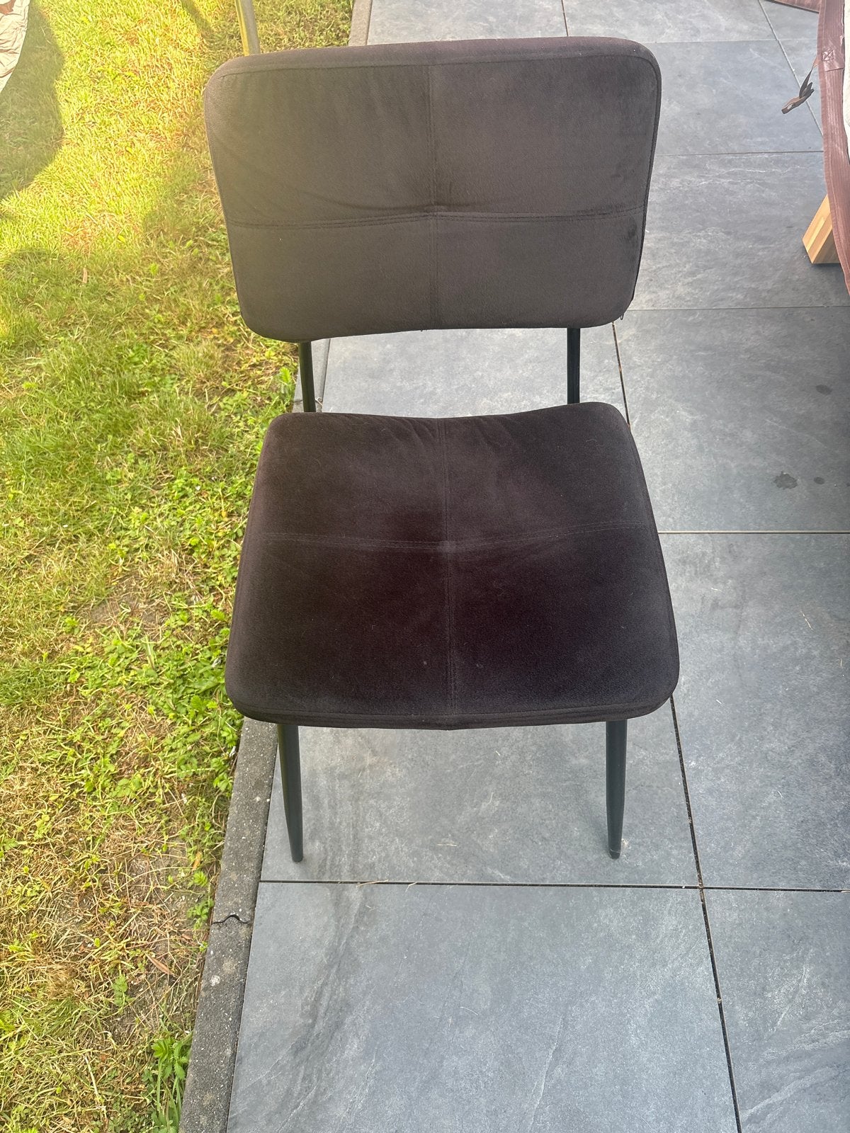 6x Zwarte eetkamerstoel met stoffen bekleding, Ophalen, Gebruikt, Zwart, Eén