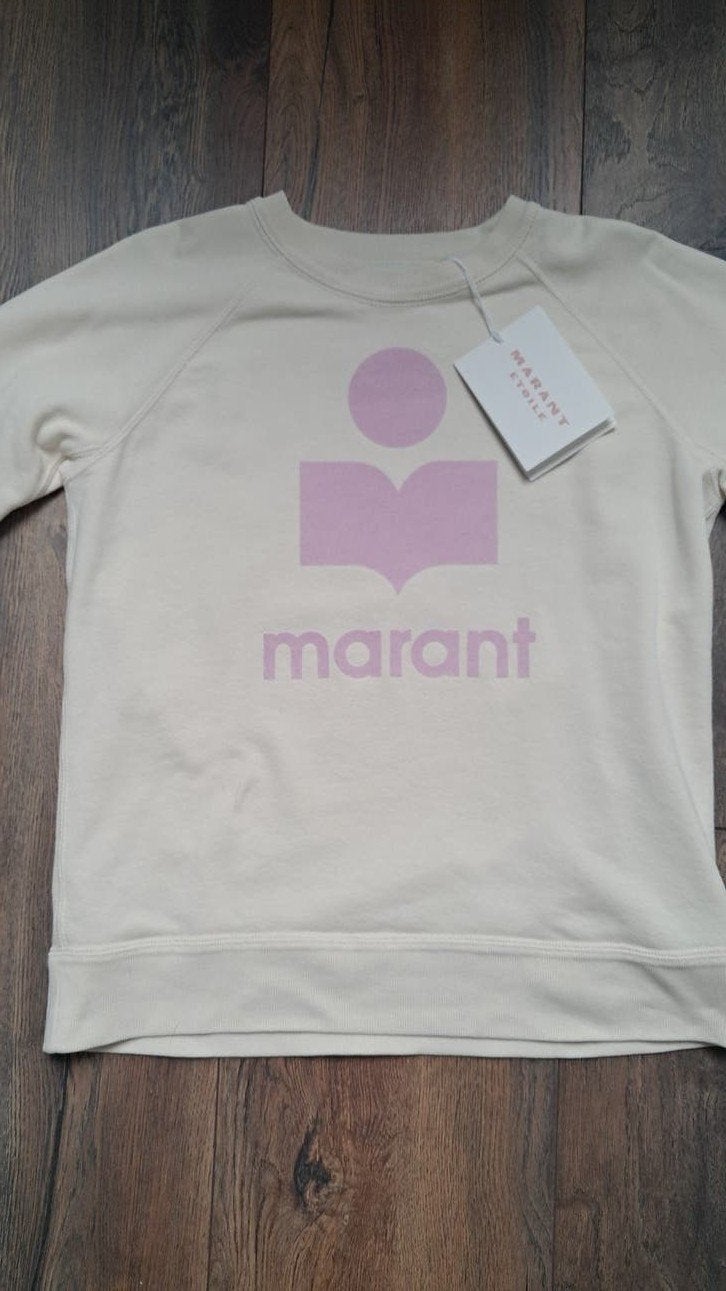 Isabel Marant Étoile Millyny Logo Trui Ecru/Pink, Maat 38/40 (M), Isabel Marant Étoile, Meerkleurig, Ophalen of Verzenden