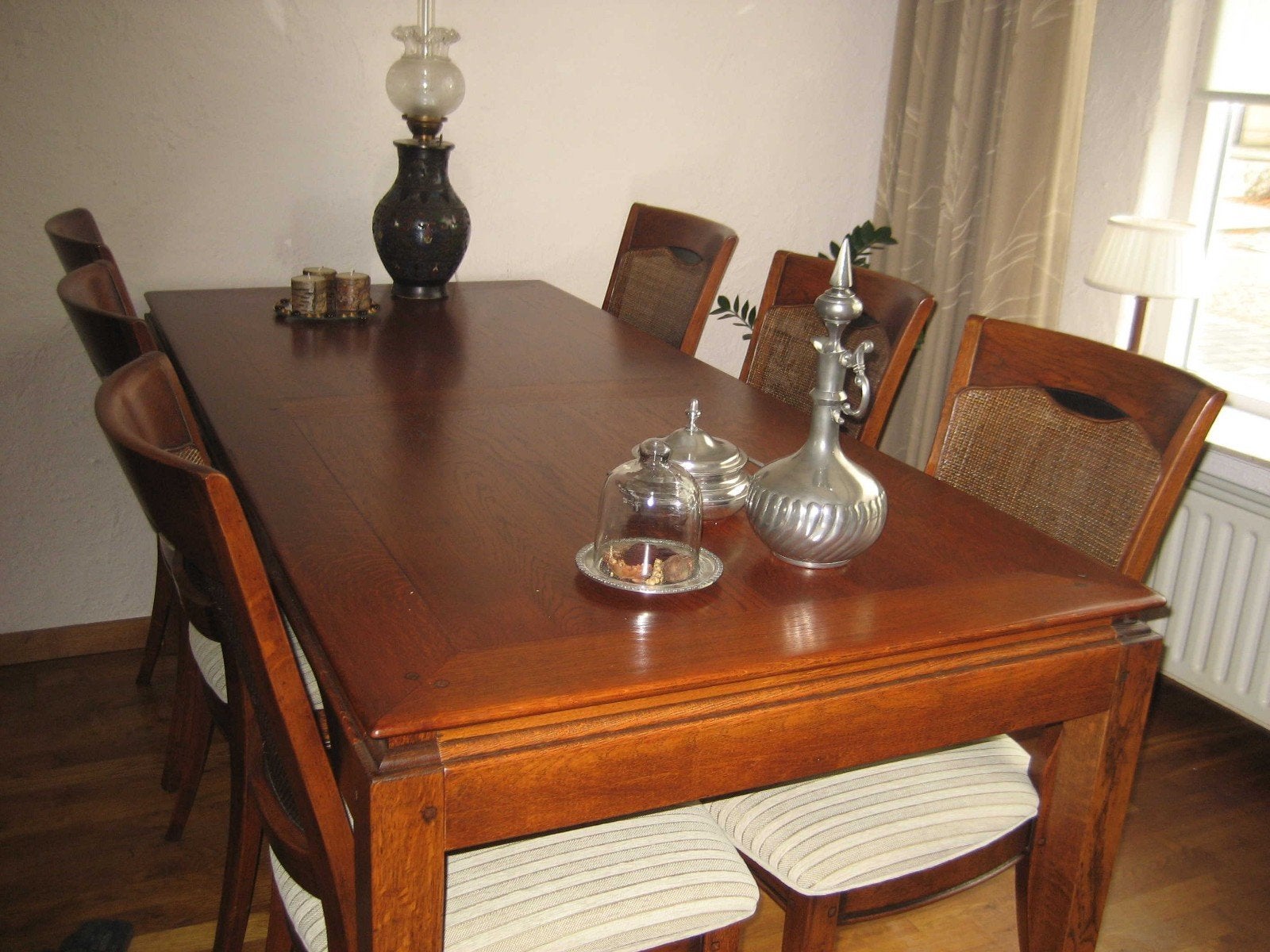 Eettafel 180 x 80 cm met 6 stoelen, Gebruikt, Vijf personen of meer, 150 tot 200 cm, Rechthoekig