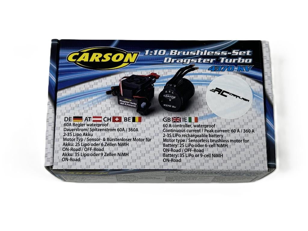 Carson 906301 1:10 BL Set Dragster Turbo 4370 KV, Hobby en Vrije tijd, Modelbouw | Radiografisch | Auto's, Elektro, Nieuw, Ophalen of Verzenden