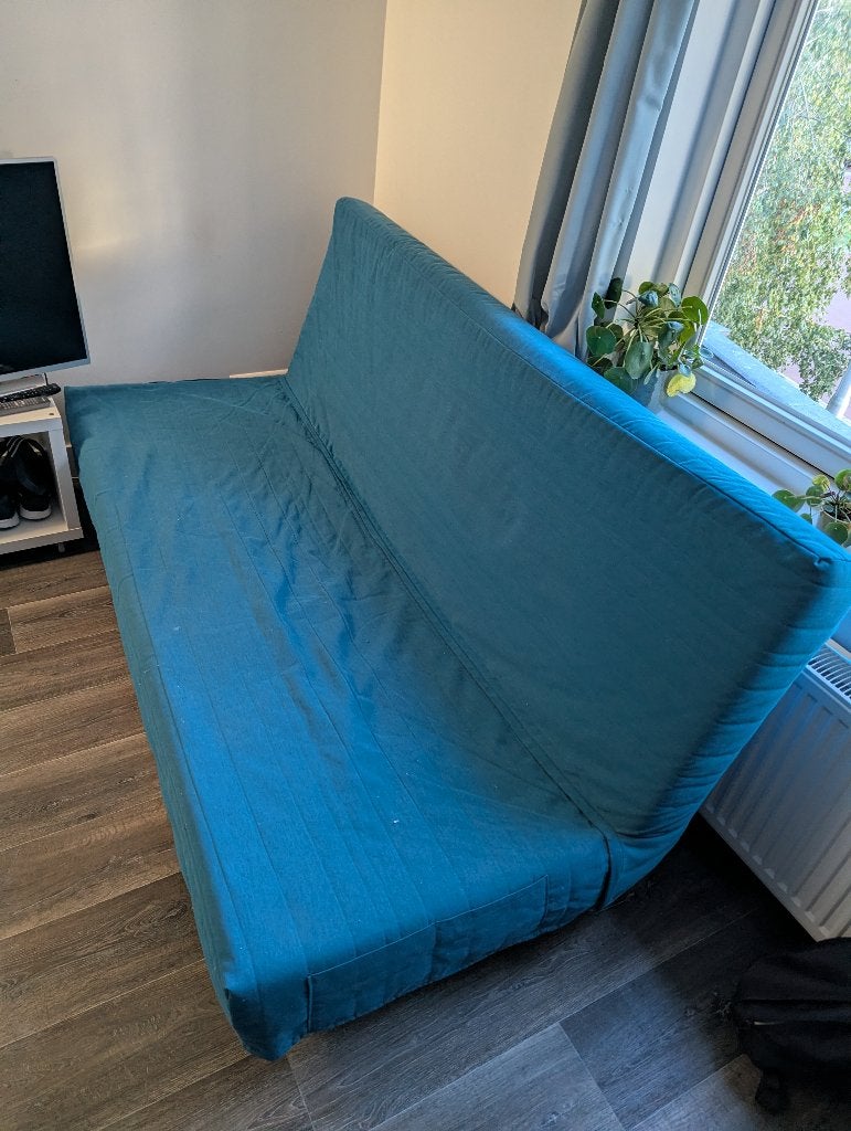 IKEA Beddinge slaapbank met blauwe hoes (200x140cm), Ophalen, Gebruikt, Blauw, Tweepersoons