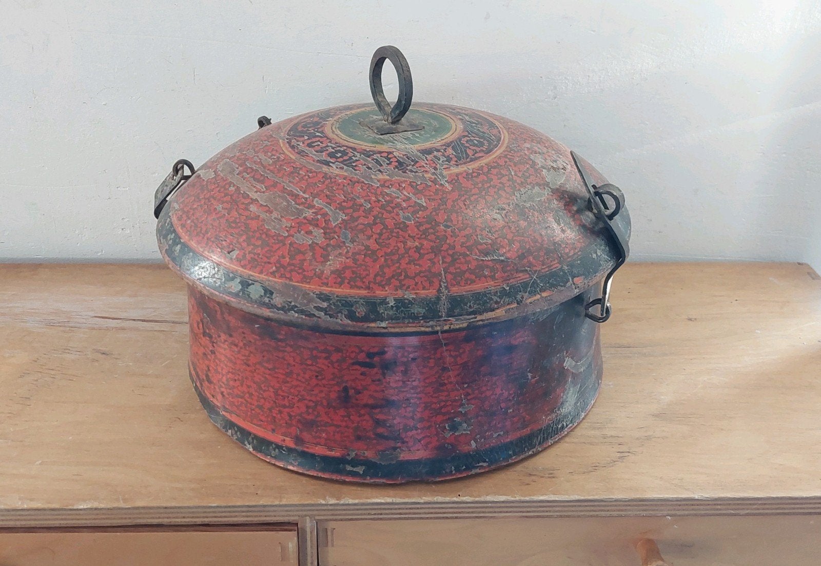 Antieke houten 'tikkadoos' Indiaas/Nepalees, 19e eeuws, Antiek en Kunst, Ophalen of Verzenden
