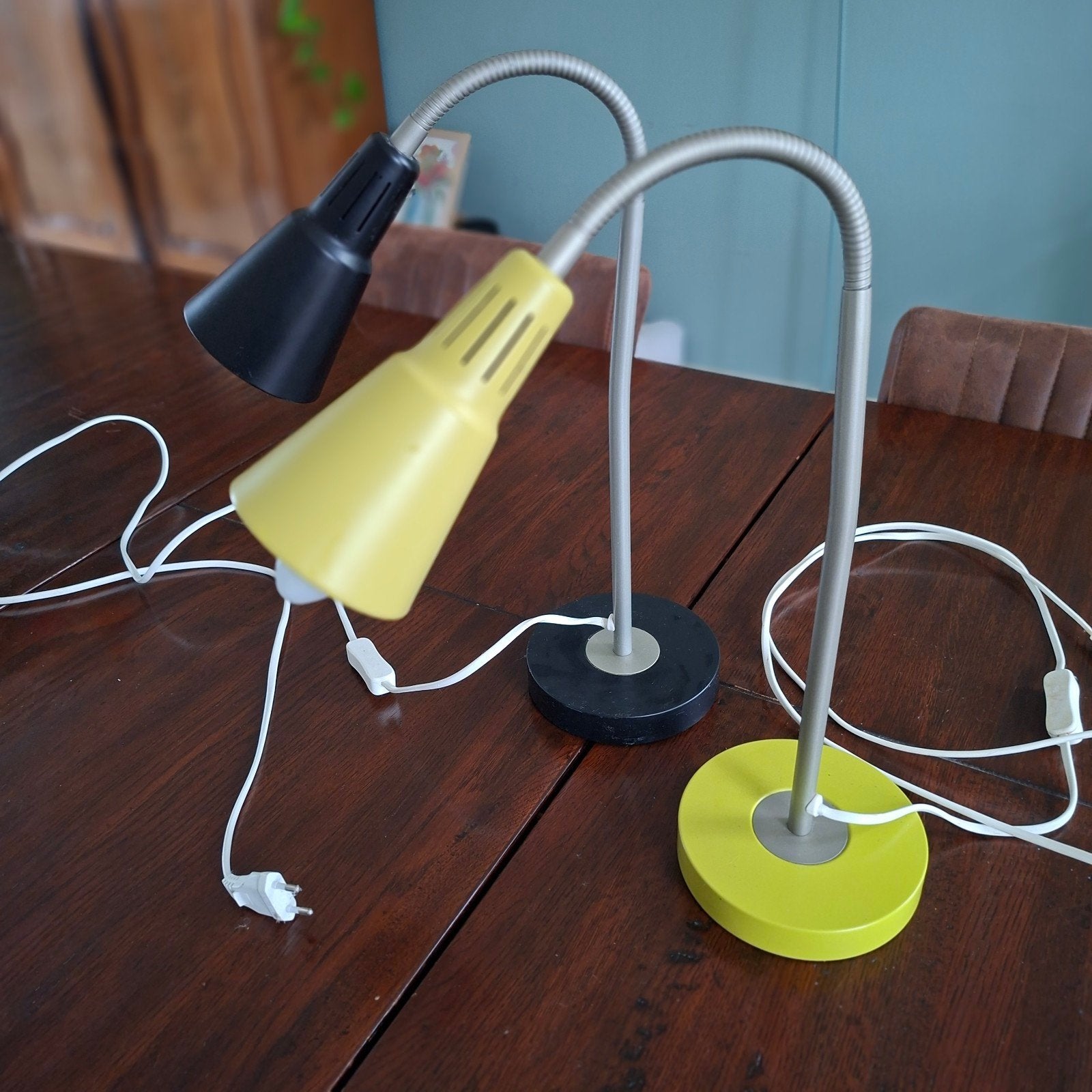 2x IKEA Bureaulampen - Zwart & Groen, Ophalen, Bureaulamp, Gebruikt, Meerkleurig
