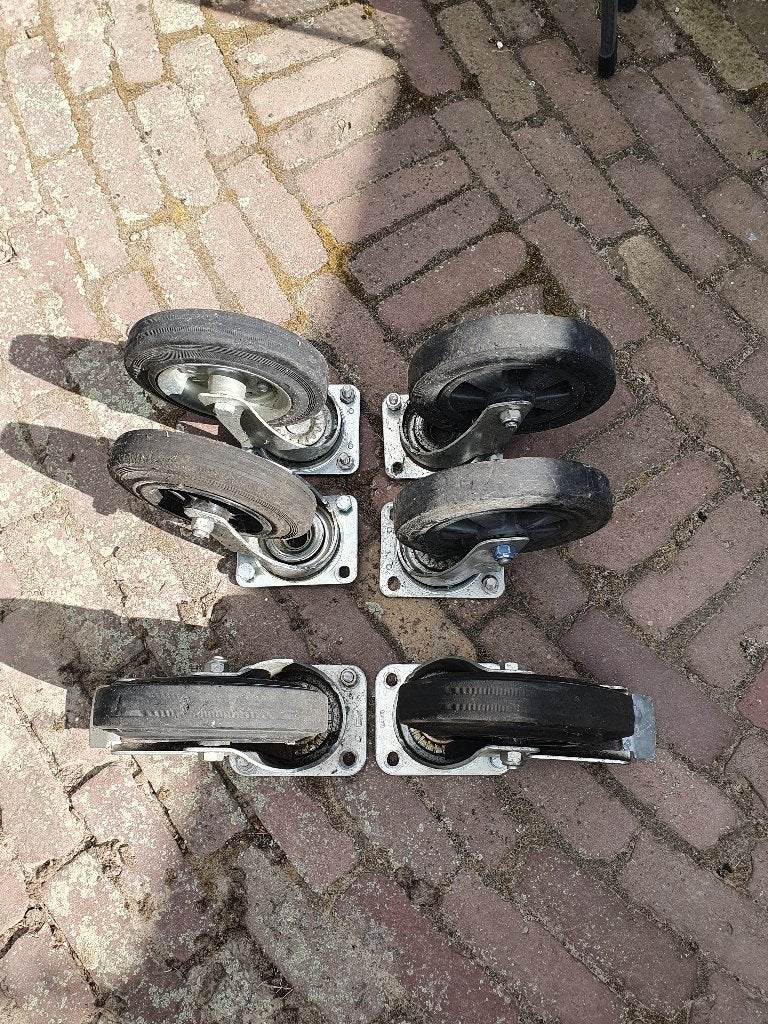Bokwielen (6 stuks), Doe-het-zelf en Verbouw, Zwenkwielen, Ophalen of Verzenden, Gebruikt