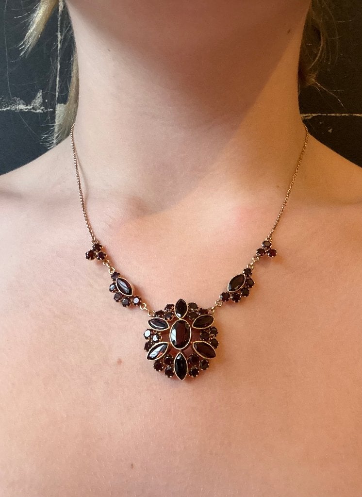 Granaat 14k gouden fraaie ketting dame choker luxe