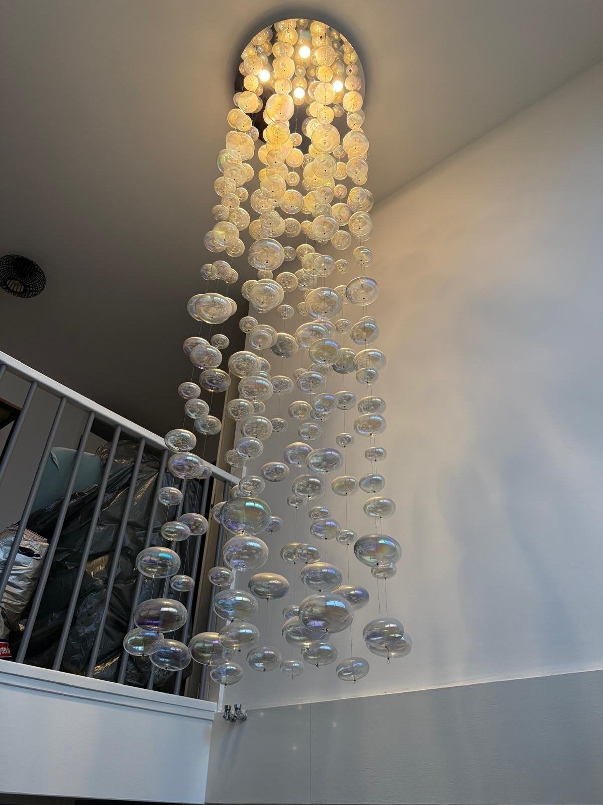 Moderne design hanglamp met 6x GU10 fittingen, Ophalen, Zo goed als nieuw, Glas, GU10