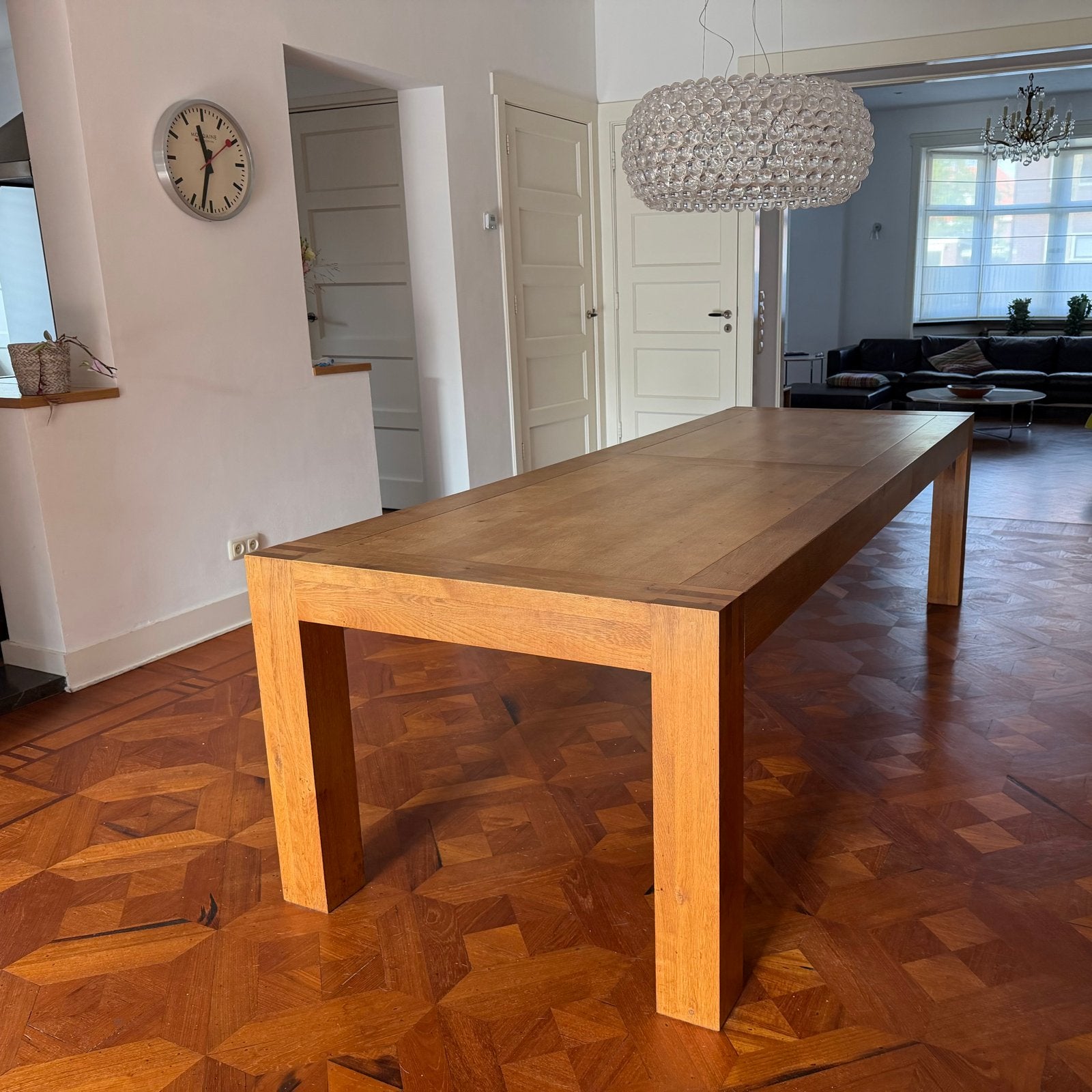 VNU eettafel van Linteloo 276cm, Ophalen, Gebruikt, Eikenhout, 200 cm of meer