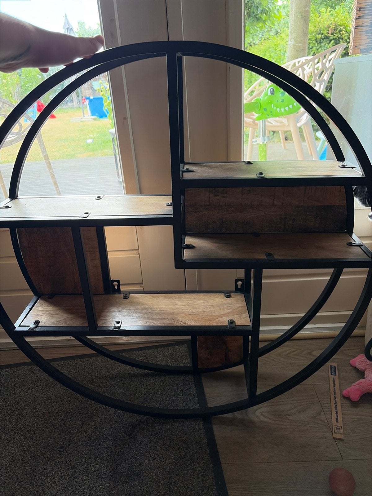 Wandrek rond industrieel metaal en hout 95x16cm, Ophalen, Gebruikt