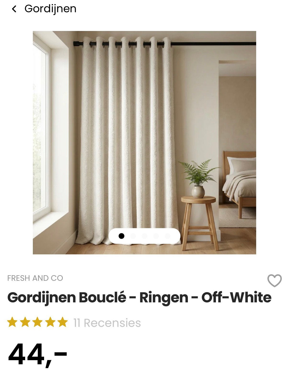 Kant en klaar Boulcé Gordijnen  met HAKEN - 12 stuks, Ophalen, Zo goed als nieuw, Met haken