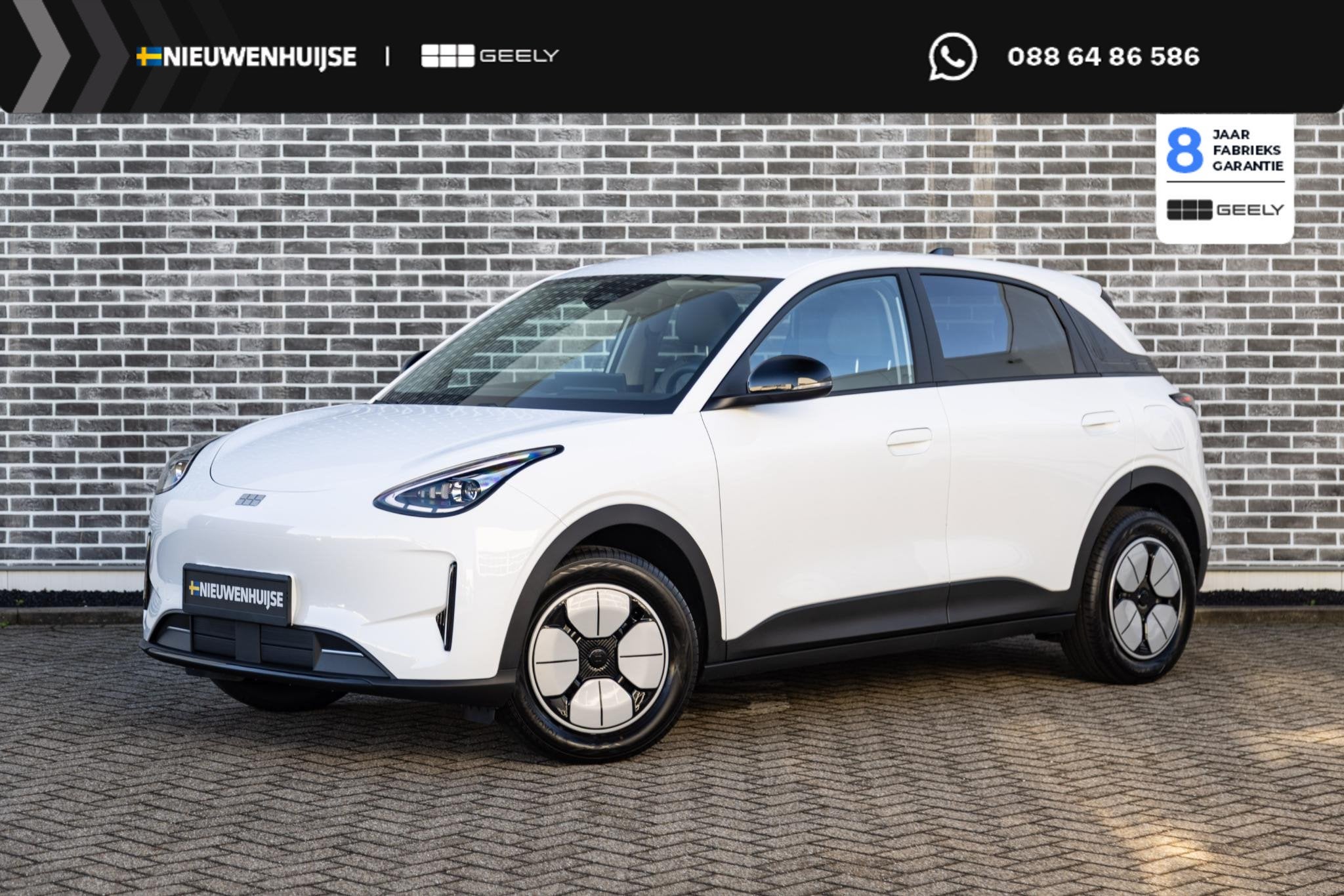 Geely E2 Pro 35 kWh | 252km WLTP | Camera | Park assist voor, Auto's, Stof, Metallic lak, Wit, Elektrisch