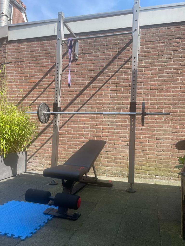 RVS Power Rack met J-hooks - 2.35m hoog, Sport en Fitness, Ophalen, Zo goed als nieuw, Metaal, Krachtstation